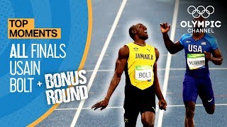 Usain Bolt  ALL Olympic finals  Bonus round  Top Moments [upl. by Kiernan]