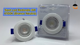 Spot Led Redondo 3W Branco Neutro 4100K Slim  Blumenau Iluminação [upl. by Aihsenrad]