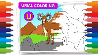 Animals ABC Coloring Fun Urial Comes Alive  Letter U [upl. by Annayr788]