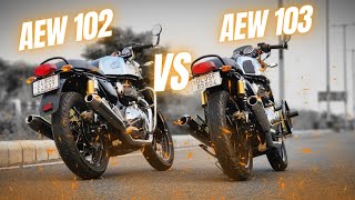 Aew 102 vs 103  Continental gt 650 exhaust swap  crazy loud crackles 💥💥💨 [upl. by Wiley77]