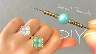 How to Make Rings with Beads Easy Beaded Ring Tutorial  DIY Seed Bead Ring [upl. by Aevin]