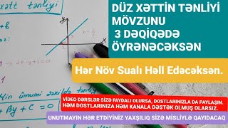 Düz Xəttin Tənliyi ilk 3 dəqiqədə bu qədər asanmış deyəcəksən😅 [upl. by Desta]