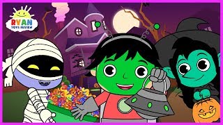 Ryan Halloween Trick or Treat to the Haunted House for kids Cartoon Animation For Children [upl. by Hanako]