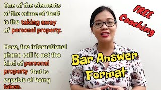 PART 1 BAR EXAM COACHING SERIES Bar Answer Format [upl. by Methuselah]