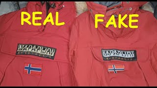 Napapijri pocket one jacket real vs fake How to spot original Napapijri rainforest parka jackets [upl. by Shoshana]