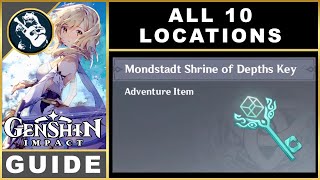 Genshin Impact All Mondstadt Shrine of Depths Key  10 Locations [upl. by Cosme178]