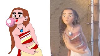 Moana  The Ocean Insists funny Drawing Memes  Disney Princess [upl. by Norre396]