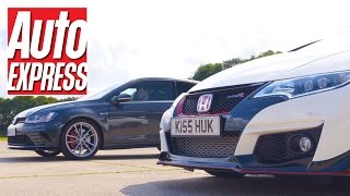 Civic Type R vs Golf GTI Clubsport S FWD hot hatch drag race [upl. by Esnahc]