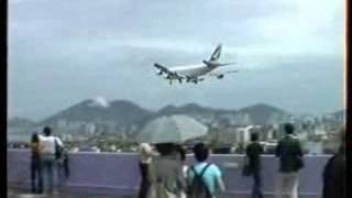 Kai Tak Landings Hong Kong airport 1998 [upl. by Kaule30]