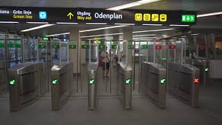 Sweden Stockholm Odenplan train station 4X escalator  going up to street level [upl. by Annunciata]