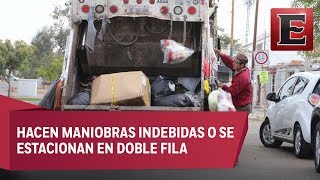 Recolectores de basura en la CDMX violan reglamento de tránsito [upl. by Shien931]