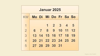 Kalender Januar 2025 [upl. by Howlend272]