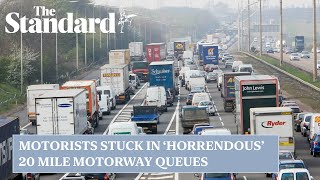 Motorists stuck in ‘horrendous’ 20 mile Good Friday motorway queues [upl. by Aihseyk]