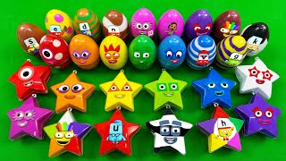 Rainbow Eggs Finding Mini Dinosaur Eggs Star Bones Numberblocks with SLIME Coloring ASMR [upl. by Anderer]