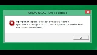 O programa não pode ser iniciado porque está faltando Apimswincrtstdiol110dll  Office 2016 [upl. by Annaehr]