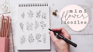 Mini Floral Doodles  Learn To Draw Simple Flowers [upl. by Cherry82]