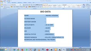 How To Make A BIO DATA For Job Application 2019 [upl. by Lemuelah]