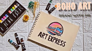 Satisfying Boho Painting Tutorial✨ Easy Acrylic Painting  Easy Acrylic Boho Style Art [upl. by Ellingston442]