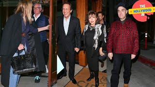 ROBBIE WILLIAMS JOAN COLLINS AND TOMMY HILFIGER LEAVE AFTER DINNER AT CIPRIANI RESTAURANT [upl. by Ttiwed]