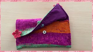 Crochet tunisien  réaliser une pochette doublée pour gauchers [upl. by Yeltihw]