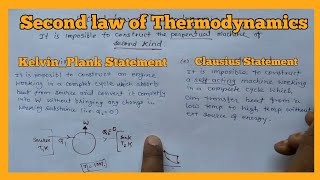 second law of thermodynamics Kelvinplank and clausius statement thermodynamics [upl. by Tyson555]