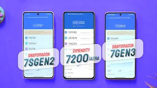 Snapdragon 7S Gen 2 Vs Dimensity 7200 Ultra Vs Snapdragon 7 Gen 3  Antutu Score amp Benchmark [upl. by Fayina135]