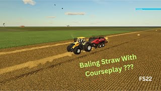 Baling Straw With Courseplay On Big Fields XXL [upl. by Ecnarrat]