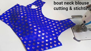 Boat Neck Blouse Cutting amp Stitching  1 Tucks Blouse Cutting  Boat Neck Blouse Design [upl. by Eniladam317]