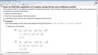 Finding the Equation of a Plane using 3 Points [upl. by Martine148]