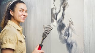 RAKE  PLASTER  SUPER WALL DECOR part 2 interior design ideas for a penny  DIY REPAIRS [upl. by Warfold258]