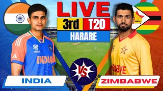 🔴 Live INDIA vs ZIMBABWE 3rd T20  IND vs ZIM Live cricket match Today  Live Score amp Commentary [upl. by Anihs]