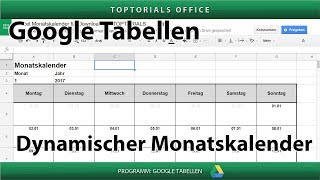 Dynamischen Monatskalender erstellen  Download Google Tabellen Spreadsheets [upl. by Roth989]