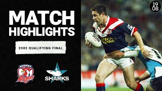 Sydney Roosters v Cronulla Sharks  2002 Qualifying Final  Classic Match Highlights  NRL [upl. by Ayyn]