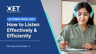 OET Listening Week  How to Listen effectively [upl. by Mapes]