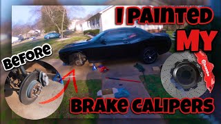 HOW TO PAINT BREMBO CALIPERS WITH A G2 BRAKE CALIPER PAINT KIT DODGE CHALLENGER SCATPACK [upl. by Ellehcim]