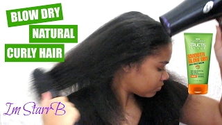 Blow Dry Natural Curly Hair  Garnier Fructis Anti Frizz Cream [upl. by Odnolor413]