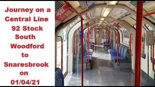 Journey  South Woodford to Snaresbrook on a Central Line 92 Stock on 010421 [upl. by Remoh]