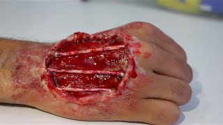 Easy Open Hand Wound using Basic SFX makeup Halloween  Thuri Makeup [upl. by Ephraim]