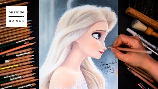 Drawing Frozen2  ElsaHair loose elsa Drawing Hands [upl. by Humph]