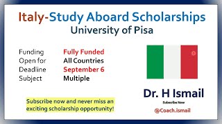 Italy Scholarship No IELTS  Study Abroad  Fully Funded Scholarships  Dr H Ismail [upl. by Yoong566]