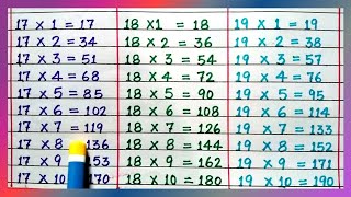 Maths Tables  Learn Table of 17  18 and 19  Multiplication Table 17 18 aur 19 ka Table  Pahada [upl. by Zerlina231]