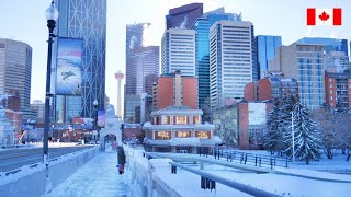 4K🇨🇦 Discover CANADA  CALGARY After Snowfall  Downtown City Walk [upl. by Dorr]