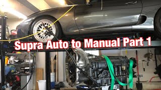 1998 Supra Turbo Auto to Manual Conversion Part 1 Disassembly and Preparation [upl. by Saire]