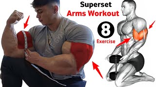 Biceps And Triceps Superset workout at gym  8 effective exercises [upl. by Nahgam]