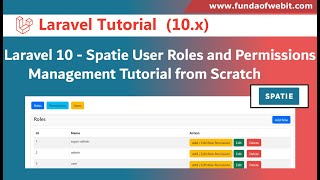 Complete Spatie user Roles amp Permission management tutorial from scratch step by step in Laravel 10 [upl. by Hecker595]