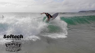 Softech Triplet  FCS MR Twin Fin Review  The Surfboard Guide [upl. by Aliekahs273]