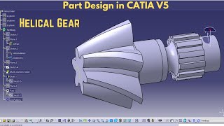 Helical Gear Design in Catia V5  CATIA V5 Tutorial  CAD359 [upl. by Beghtol]