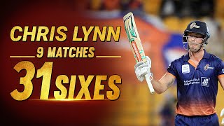 Chris Lynns 31 Sixes from 9 T10 Matches I Aldar Properties Abu Dhabi T10 I Season 3 [upl. by Skinner700]