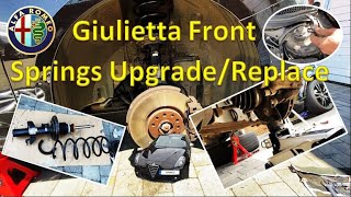 Alfa Romeo Giulietta Front Springs Both Sides Upgrade Remove Replace Lower [upl. by Ahsyas615]