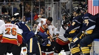 NYPD vs FDNY HOCKEY FIGHT in 2014 charity game [upl. by Apollus]